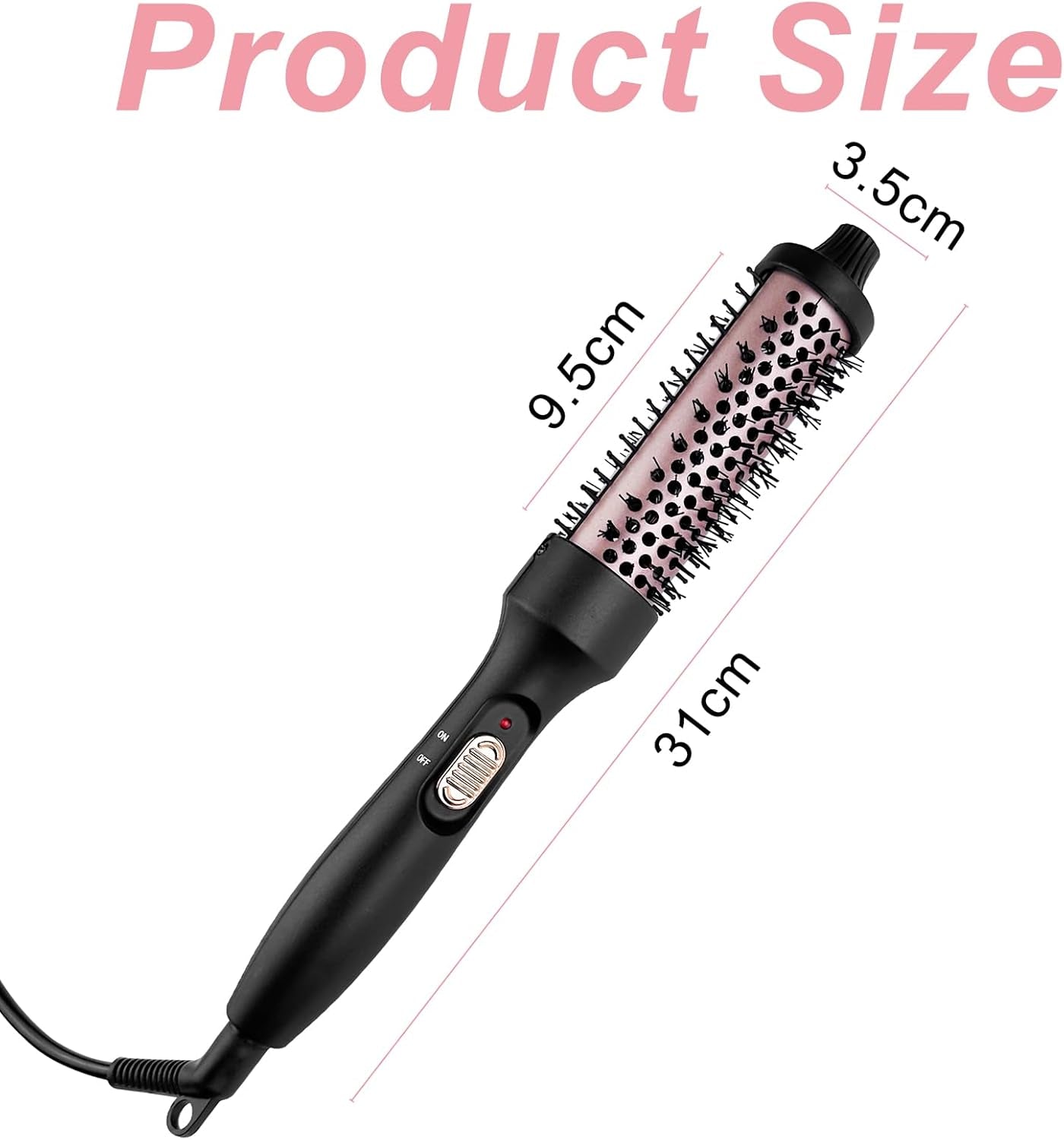 Spazzola Ad Aria Calda, Spazzola Termica, Thermal Brush, Spazzola Calda in Tormalina Ceramica, Arricciacapelli Rotonda Elettrica Riscaldata, per Capelli Voluminosi, Asciuga E Modella