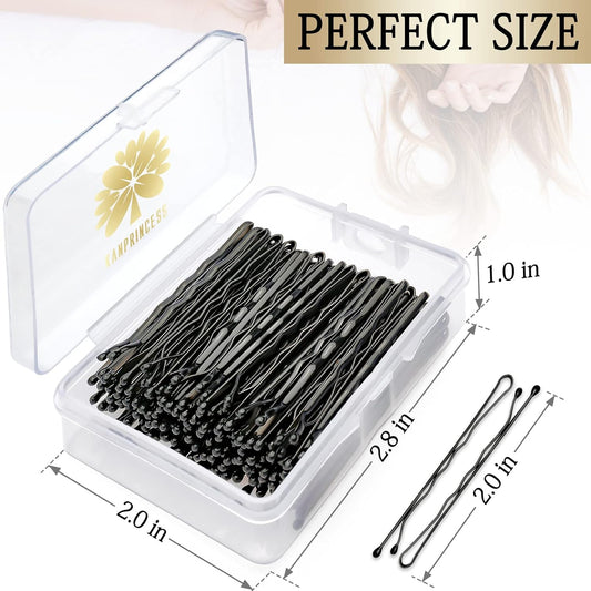 100PCS 2Inches Hair Pins Kit Secure Hold Bobby Pins Clips for Women Girls and Hairdressing Salon with Clear Storage Box(Black)
