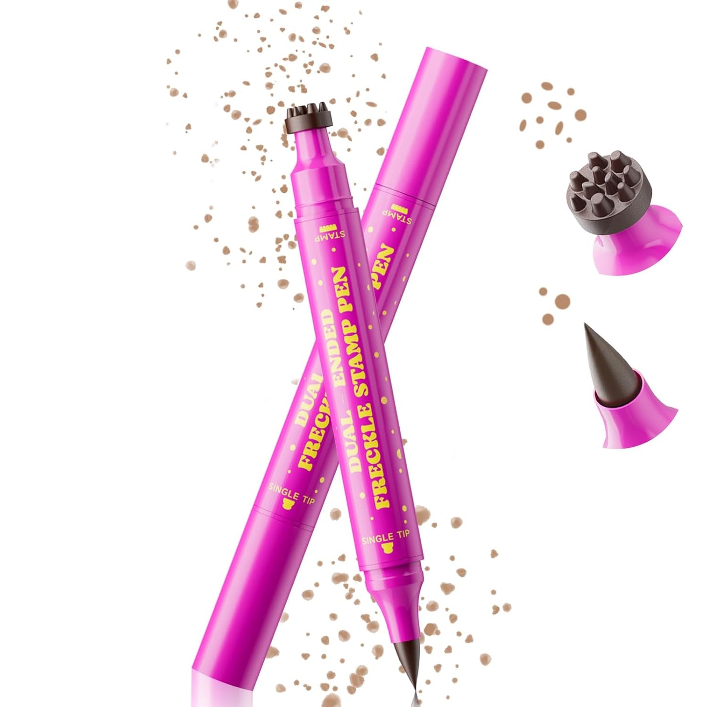2 in 1 Freckle Stamp Pen Waterproof for Natural Lifelike Faux Freckle Stamp Long Lasting Quick Dry Magic Fake Freckles Stain Marker Pen for Sunkissed Makeup 01#Light Brown